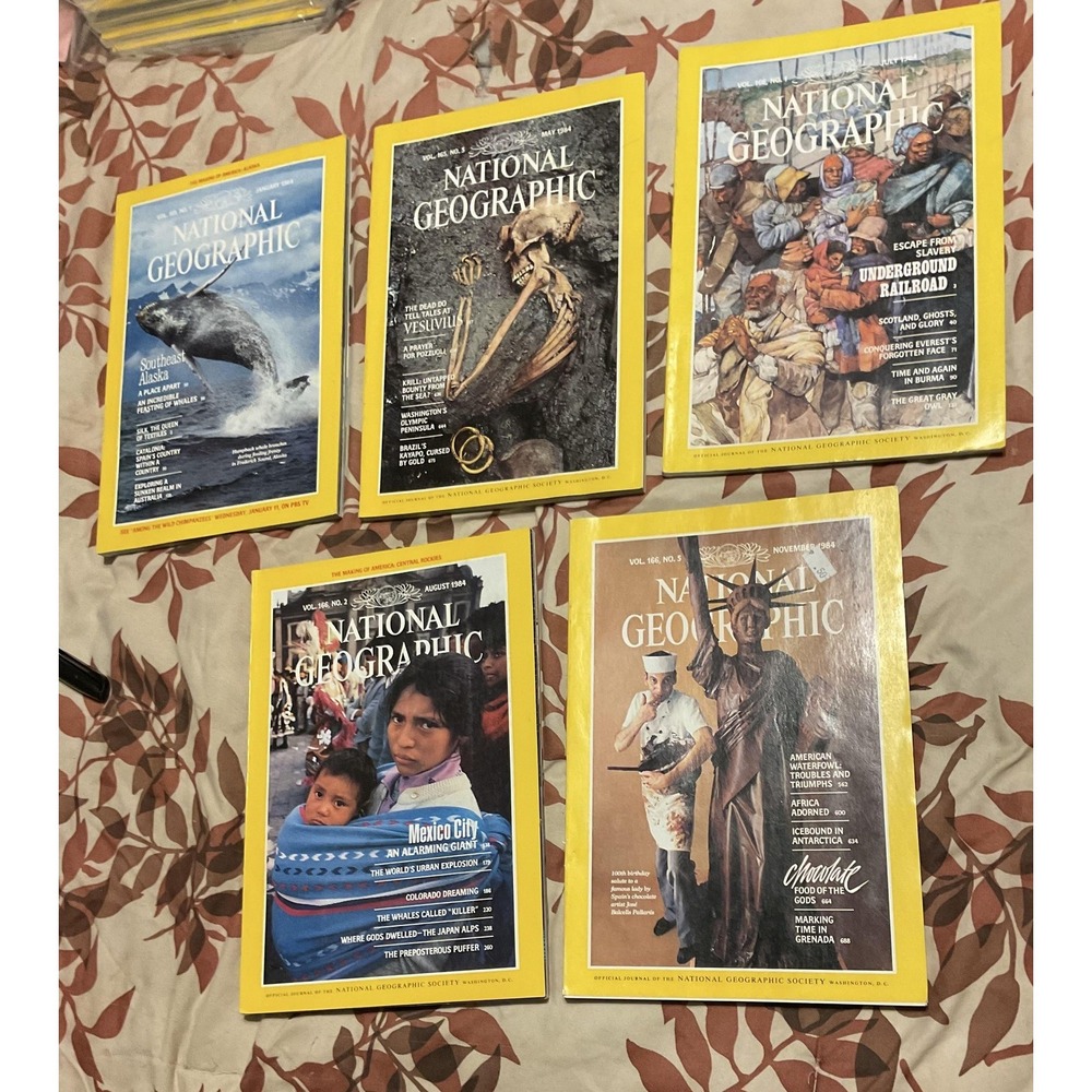 Vintage 1984 National Geographic Magazine Lot Jan May Jul Aug Nov Underground